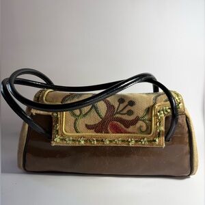 Vintage Spencer & Rutherford Tapestry Leather Boho Shoulder Bag